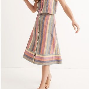 Madewell Rainbow Stripe Midi Skirt